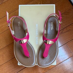 Michael Kors Fuchsia Sandals with Gold Accents